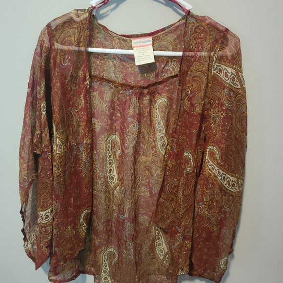 band of gypsies burgundy patterned kimono size M - Picture 5 of 7